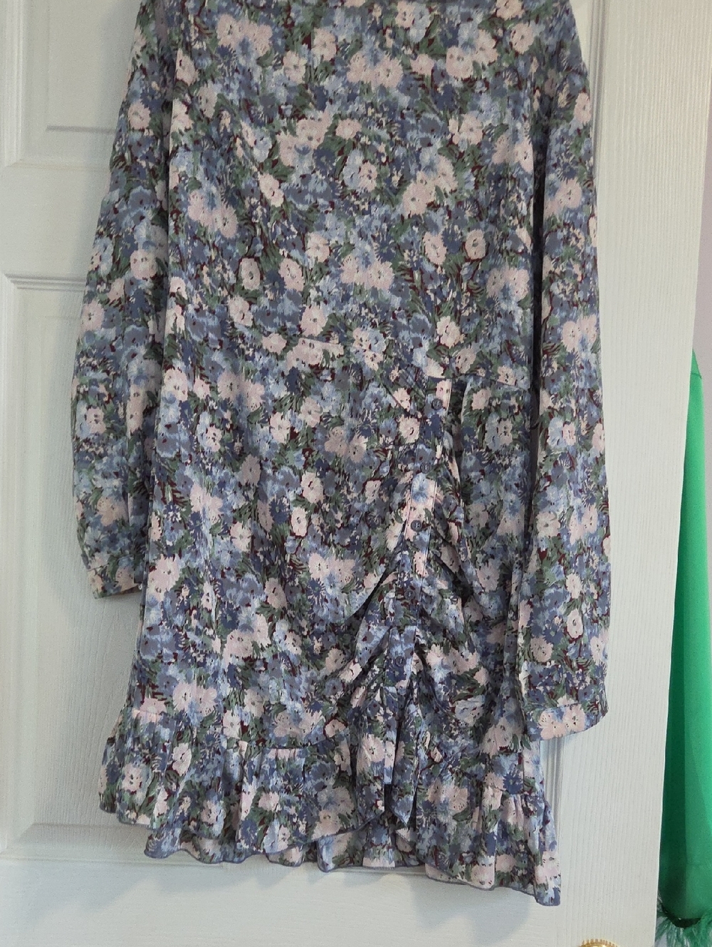 Missguided Floral Ruffle Dress in Blue, Pink & Green
